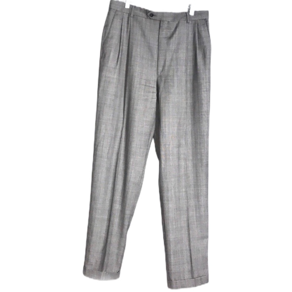 Joseph & Feiss Wool Gray Plaid Dress Pants